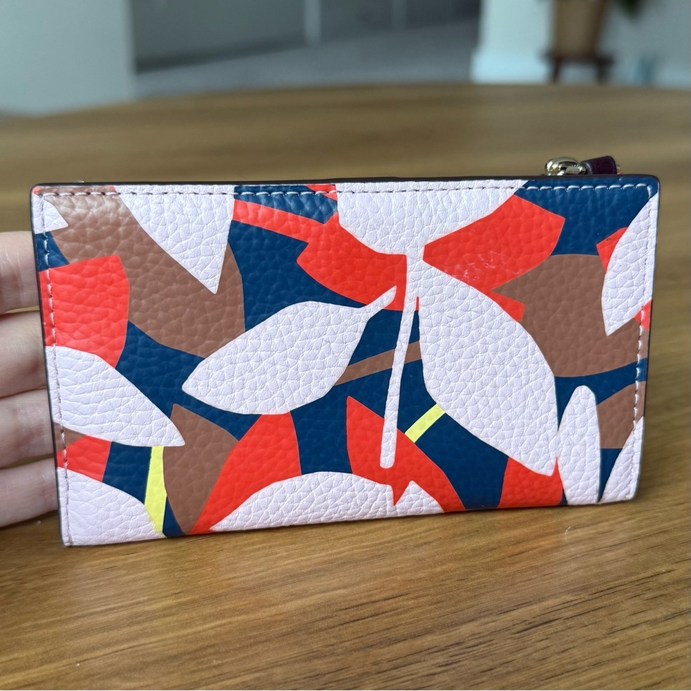 Kate Spade Jackson Slim Bifold Wallet Tropical Toss Pebbled Leather - Picture 2 of 6